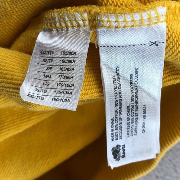 Roots Mens weatshirt Size XS Crewneck Pullover Casual Yellow Athleisure Travel - Picture 9 of 14